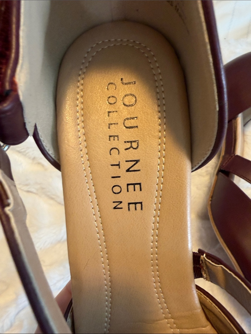 Journee Collection burgundy Pointed Toe Ankle Strap Pumps 10 wide - Picture 6 of 9